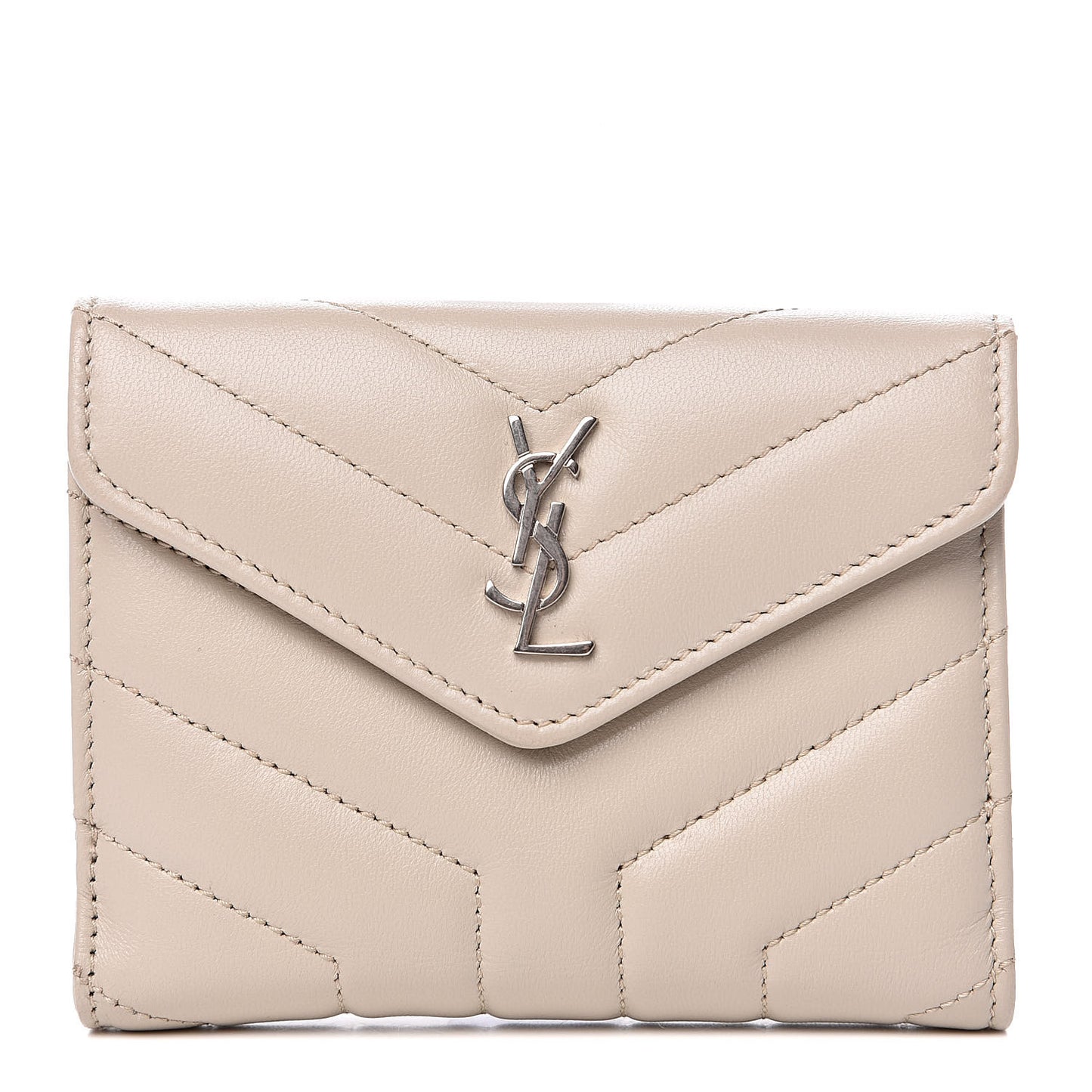 Lambskin Y Quilted Monogram Compact Loulou Wallet Nude Powder