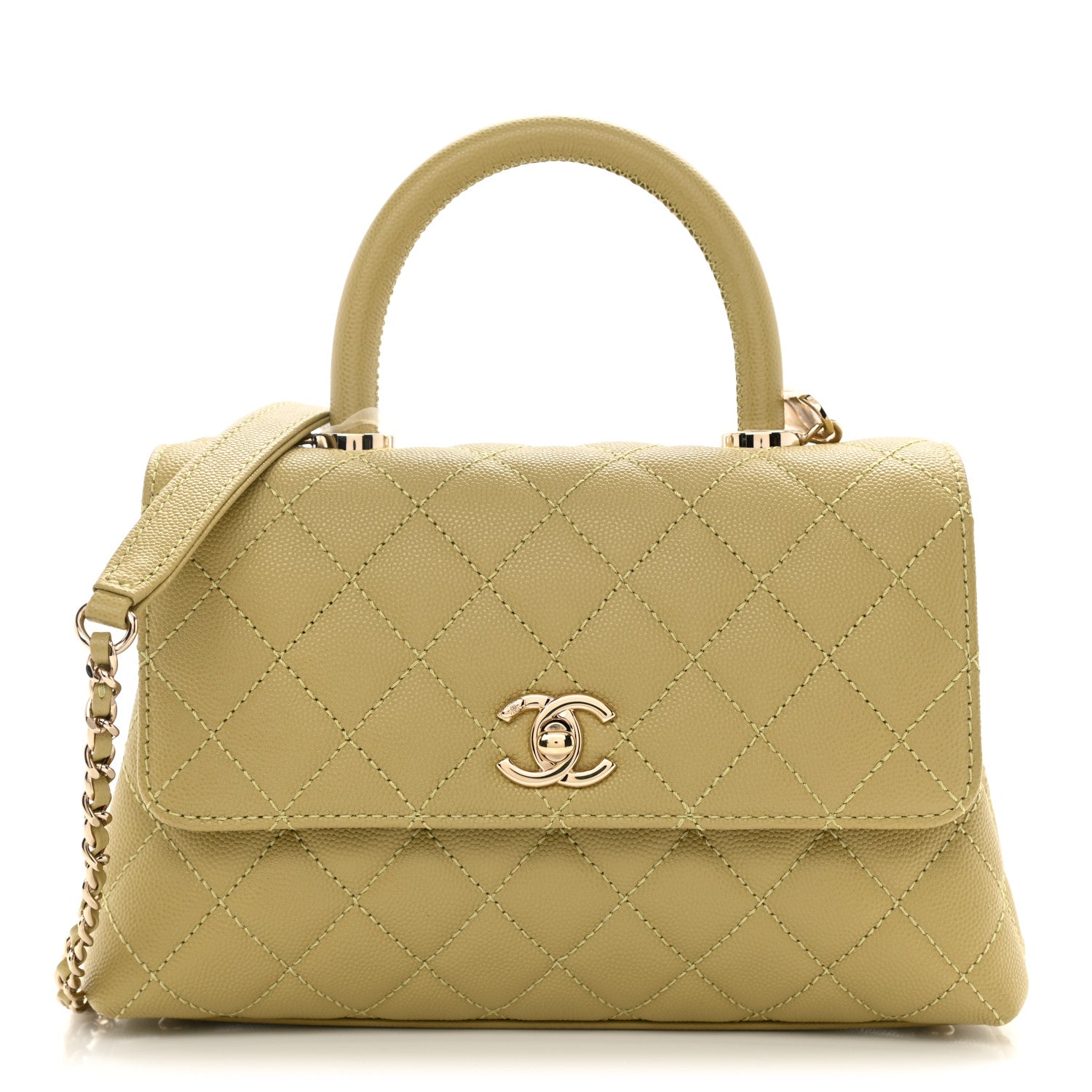 Chanel Caviar Quilted Mini Coco Handle Flap Light Green 1 of 10