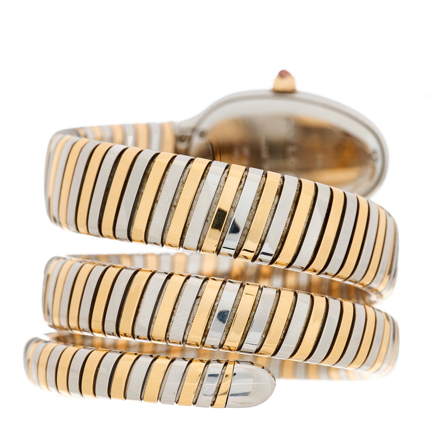 Bulgari Stainless Steel 18K Rose Gold Diamond Bezel 35mm Serpenti Tubogas Double Spiral Quartz Watch Black 3 of 5