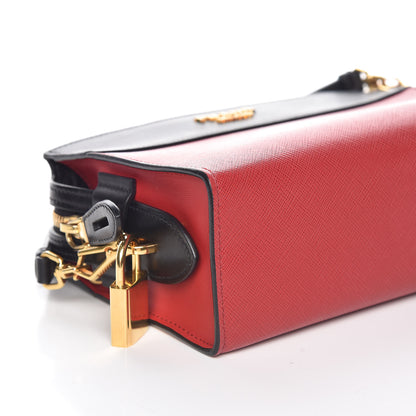 Prada Saffiano City Calfskin Esplanade Crossbody Bag Fuoco Black 8 of 9