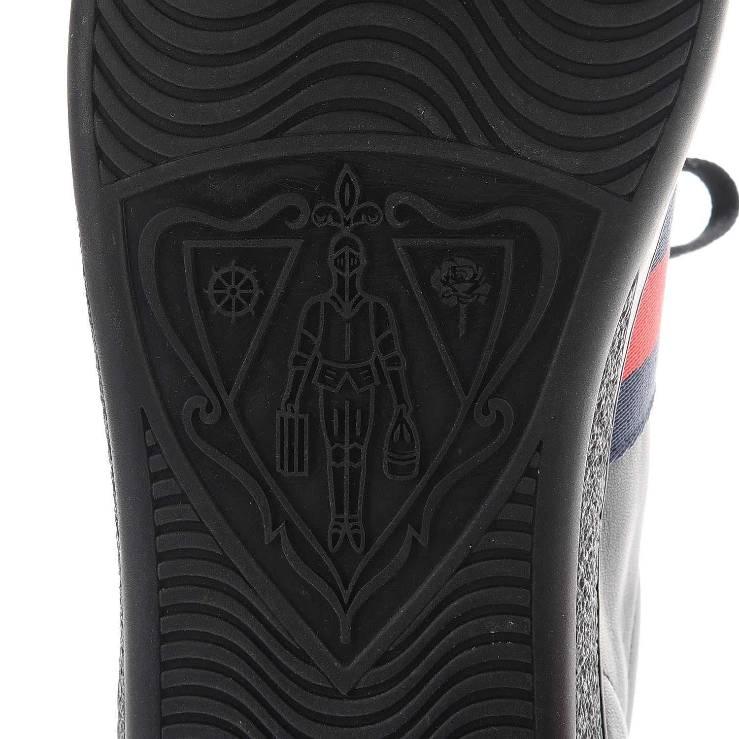 Gucci Calfskin Ayers Web Bee Embroidered Ace Sneakers 37.5 Black 6 of 10