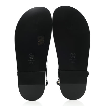 Chanel Grained Calfskin Velcro Dad Sandals 38.5 Black 5 of 8