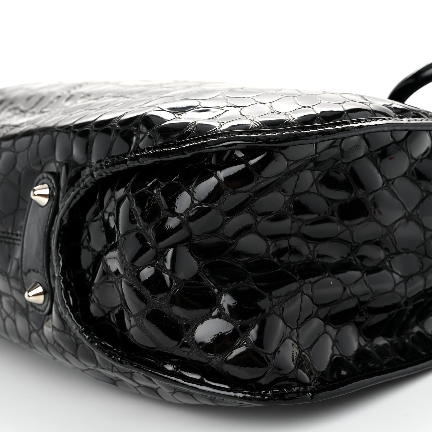 Patent Crocodile Embossed 61 Tote Black