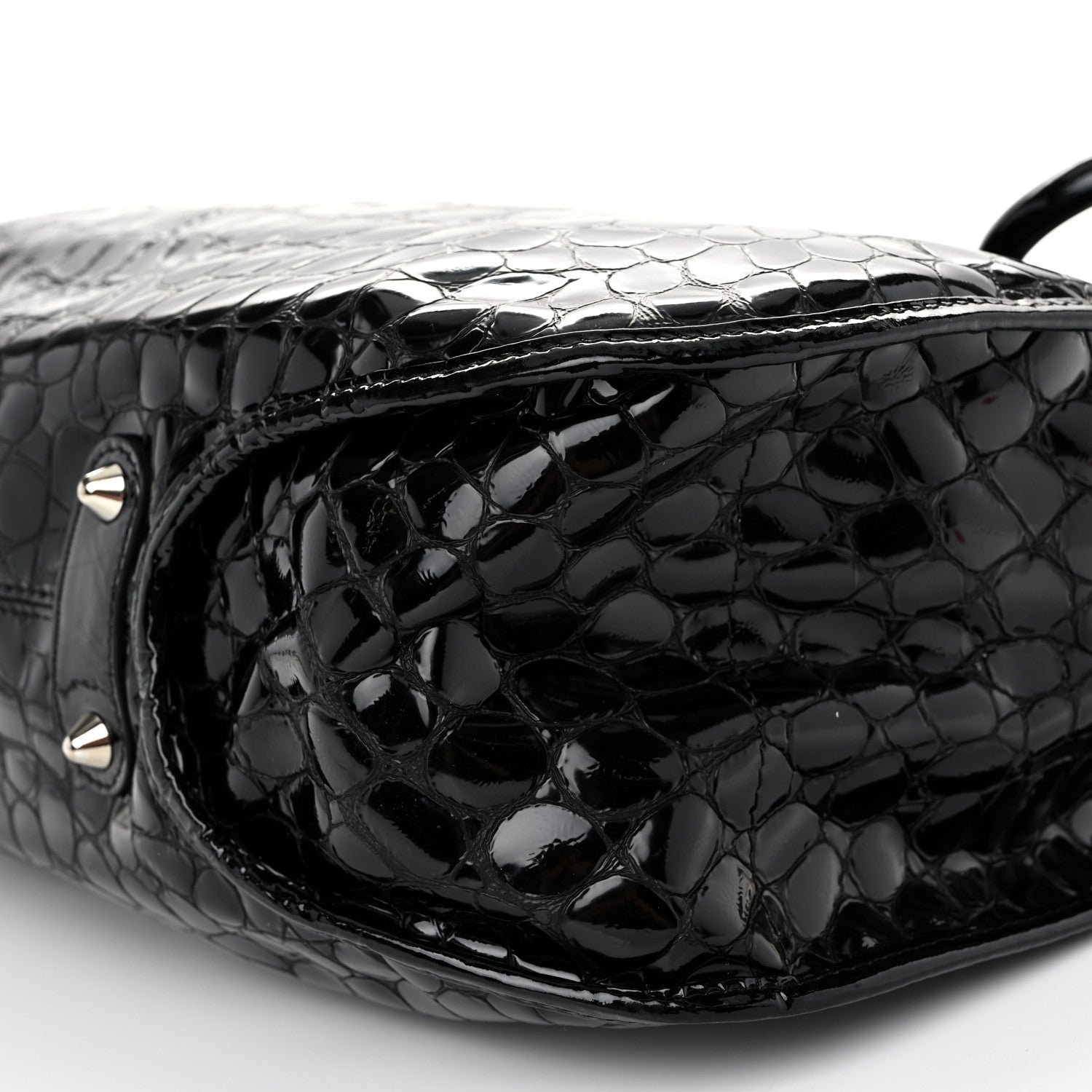 Christian Dior Patent Crocodile Embossed 61 Tote Black 10 of 10
