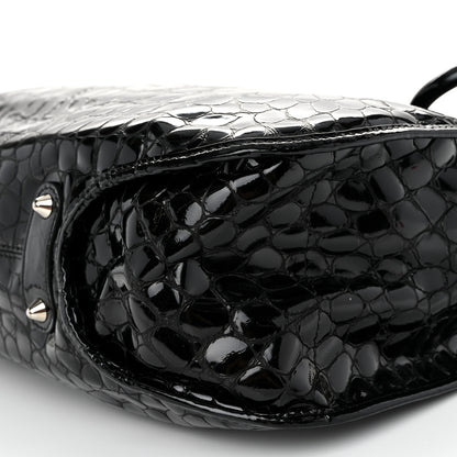 Christian Dior Patent Crocodile Embossed 61 Tote Black 10 of 10