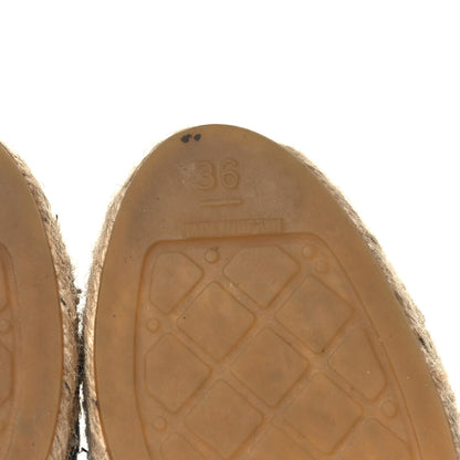 Chanel Cotton Tweed CC Espadrilles 36 Blue Ecru Black 7 of 9