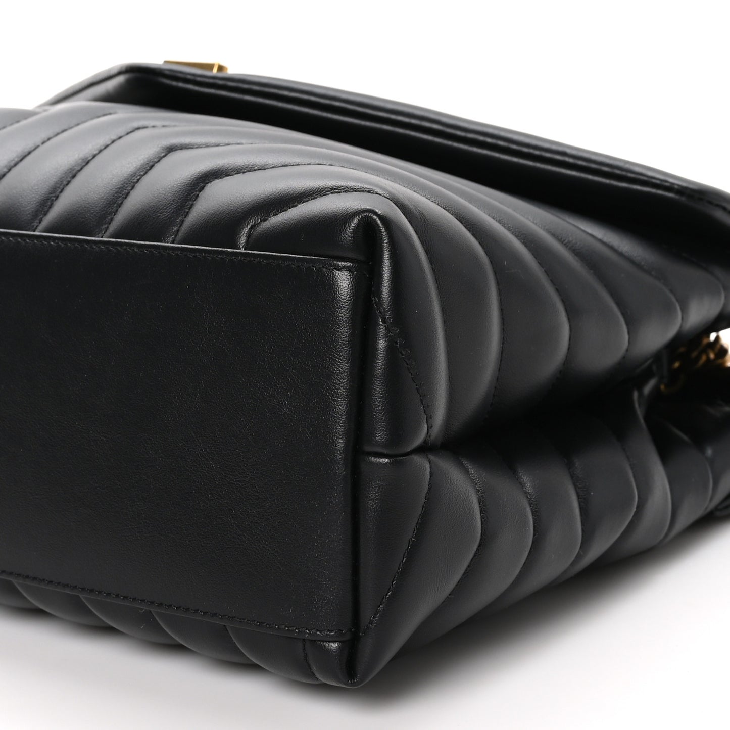 SAINT LAURENT Calfskin Y Quilted Monogram Medium Loulou Chain Satchel Black