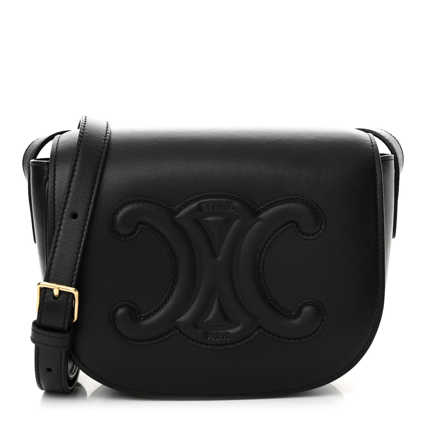 Smooth Calfskin Cuir Triomphe Folco Crossbody Bag Black