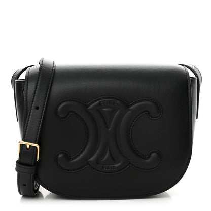 Celine Smooth Calfskin Cuir Triomphe Folco Crossbody Bag Black 1 of 12