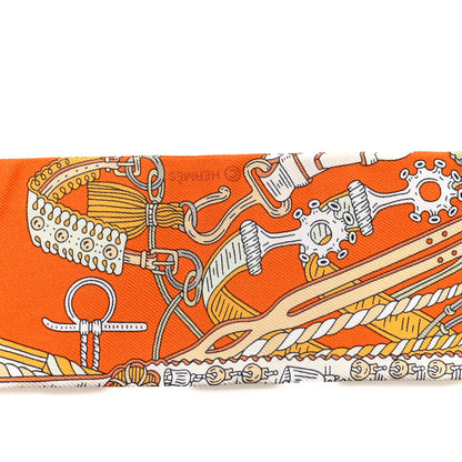 Hermes Silk Bouquets Selliers Twilly Orange Cuit White 4 of 4
