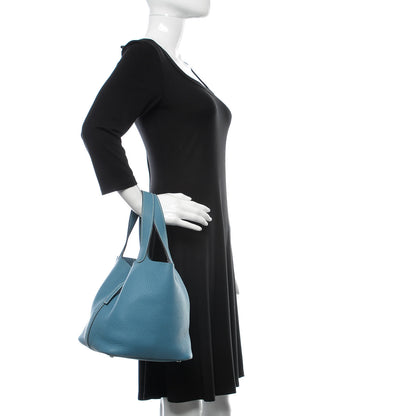 Hermes Taurillon Clemence Picotin 22 MM Blue Jean 2 of 9