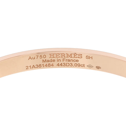 Hermes 18K Rose Gold Pave Diamond H D'Ancre Bracelet SH 3 of 4