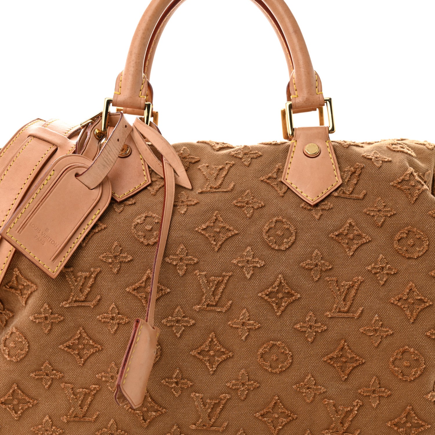 Louis Vuitton Denim Monogram Stone Speedy Bandouliere 35 Caramel 7 of 10