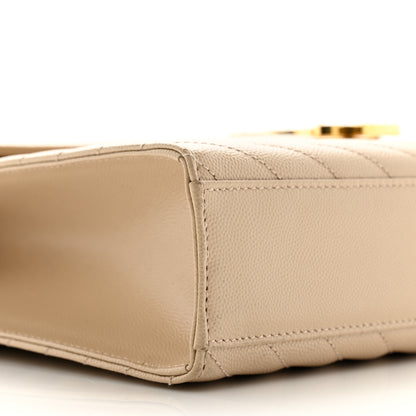 Saint Laurent Grain De Poudre Matelasse Chevron Large Monogram Satchel Nude Powder 8 of 12