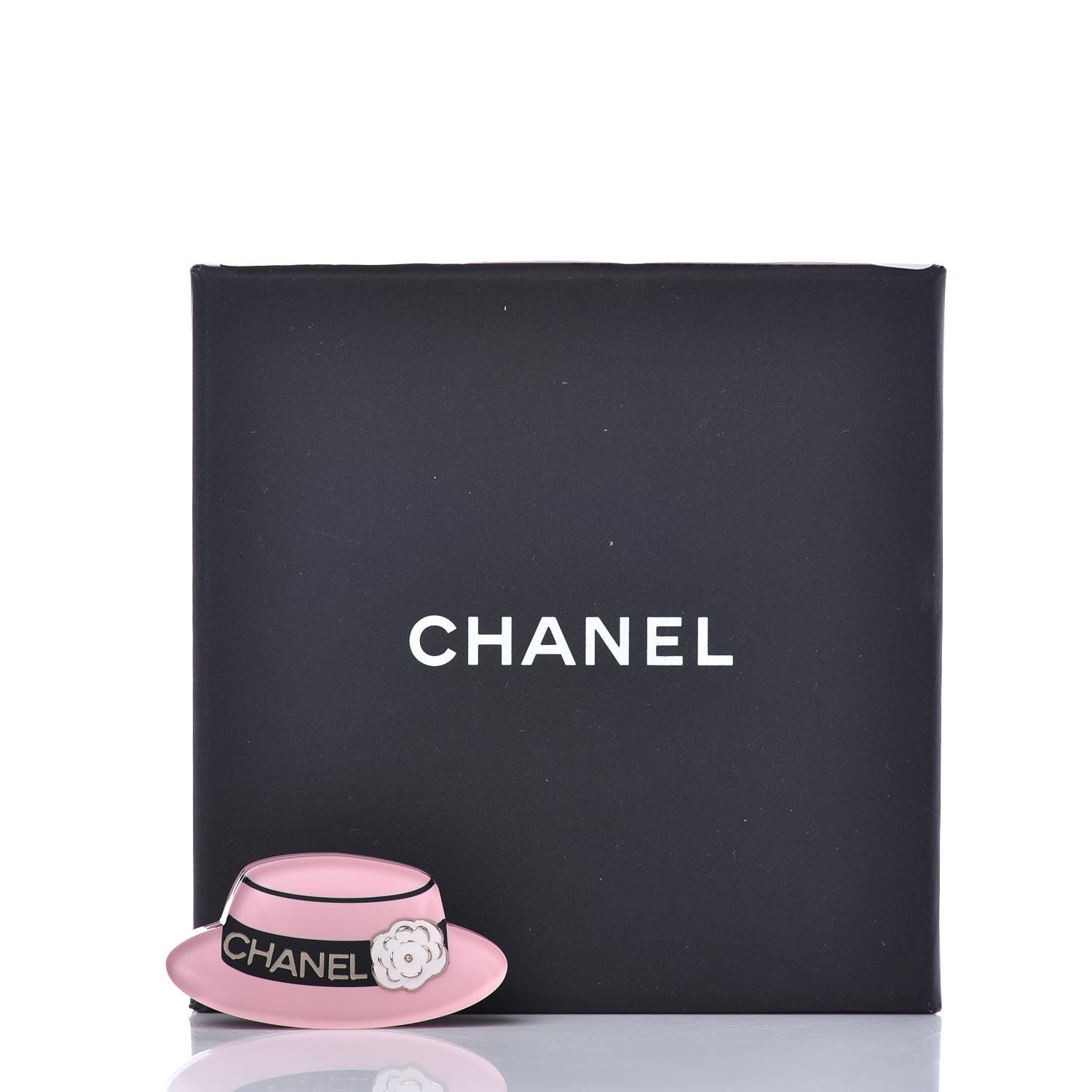 Chanel Resin Icon Manga Hat Brooch Pink White Gold 5 of 5
