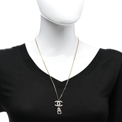 Chanel Crystal Pearl CC Perfume Bottle Necklace Black Gold 4 of 5