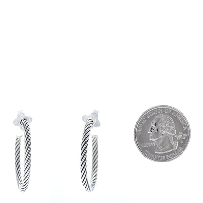David Yurman Sterling Silver Small Cable Classics Hoop Earrings 2 of 5