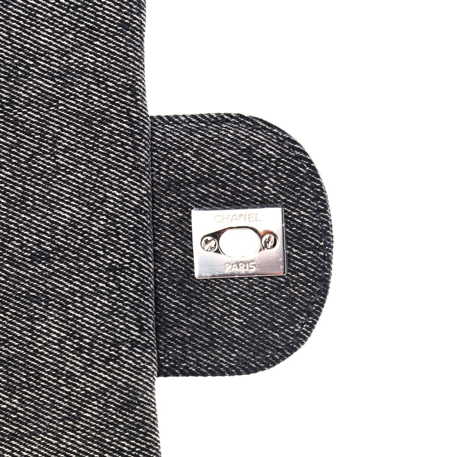 Chanel Denim Embossed CC Logo Print Jumbo Single Flap Grey Black 8 of 10
