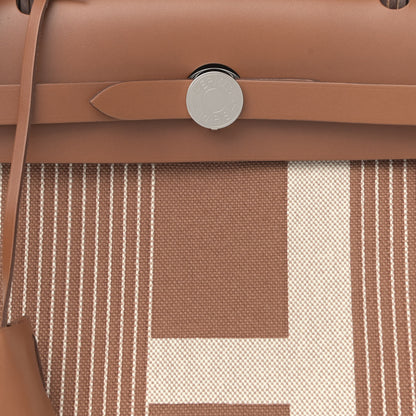 Hermes Vache Hunter Toile H Vibration Herbag Zip Retourne 31 PM Fauve Ecru Beige 10 of 13