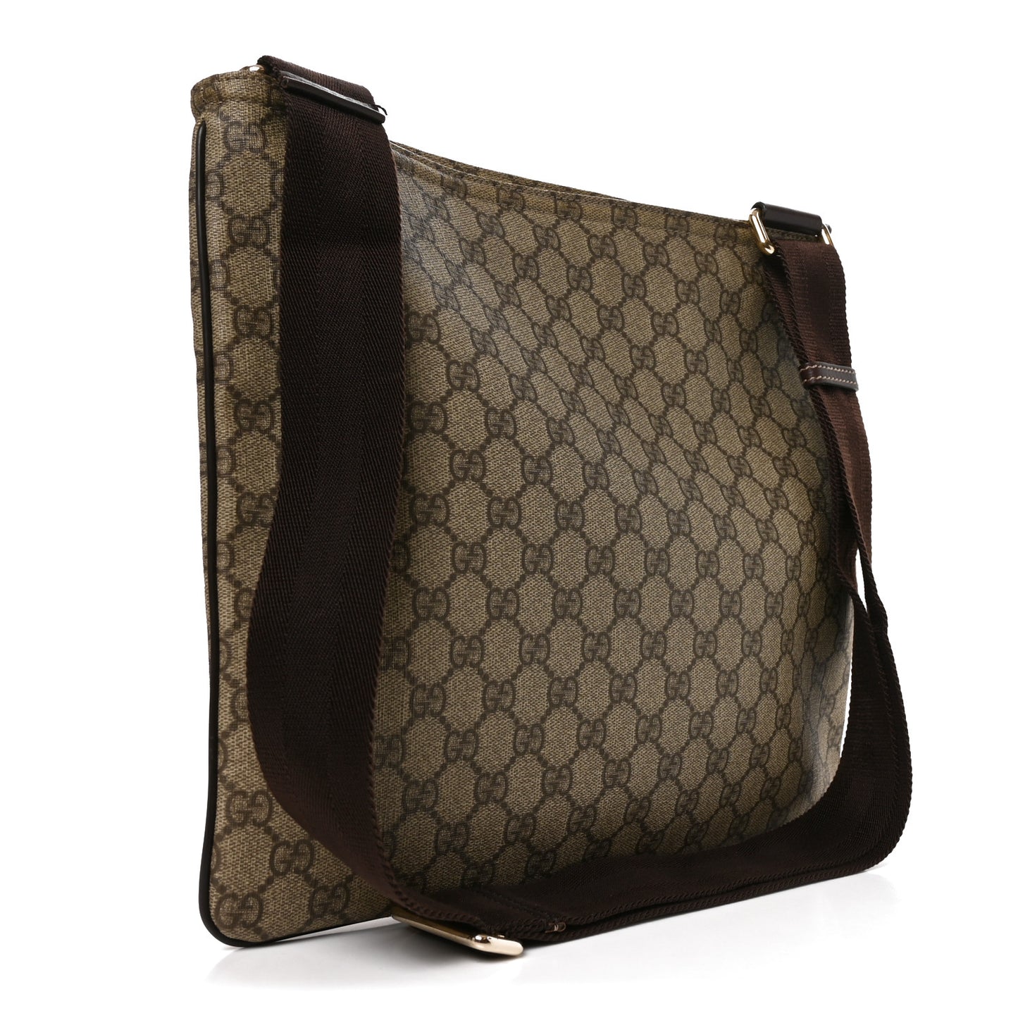 GG Supreme Monogram Medium Flat Messenger Bag Dark Brown