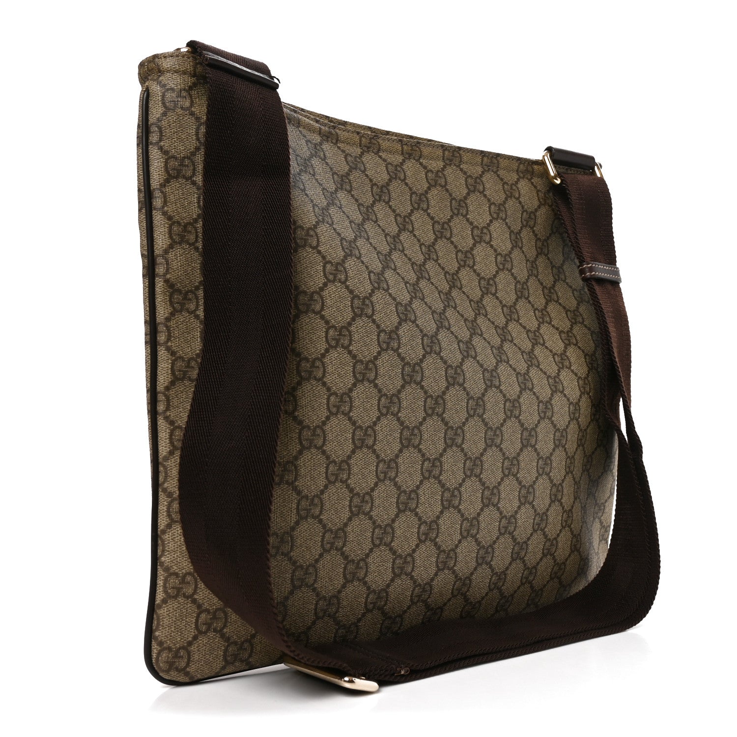 Gucci GG Supreme Monogram Medium Flat Messenger Bag Dark Brown 2 of 10