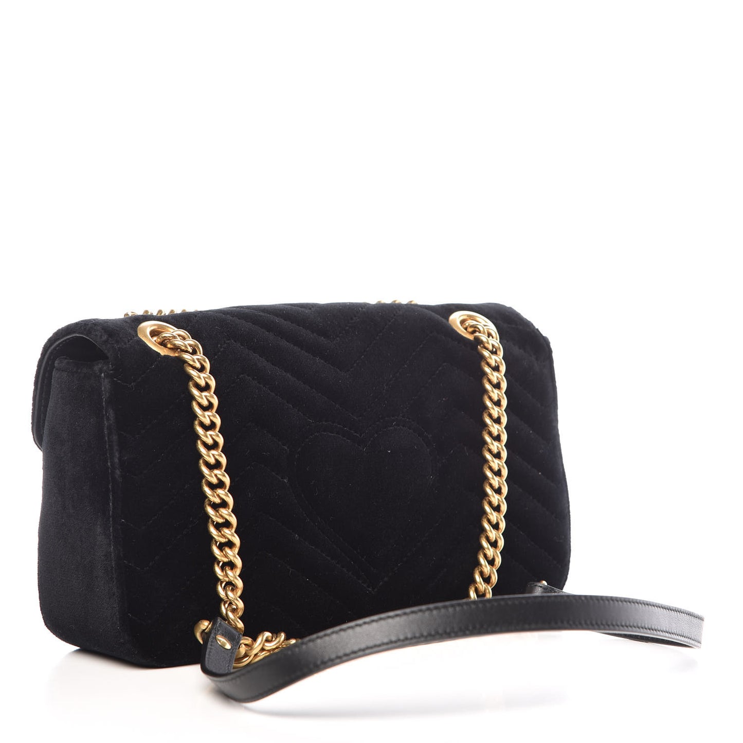 Velvet Matelasse Marquise Crystals Embroidered Small GG Marmont Shoulder Bag Black