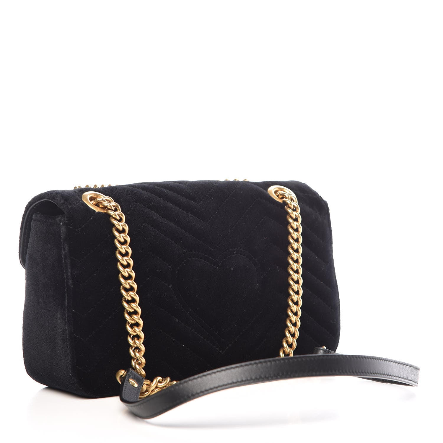 Gucci Velvet Matelasse Marquise Crystals Embroidered Small GG Marmont Shoulder Bag Black 3 of 9