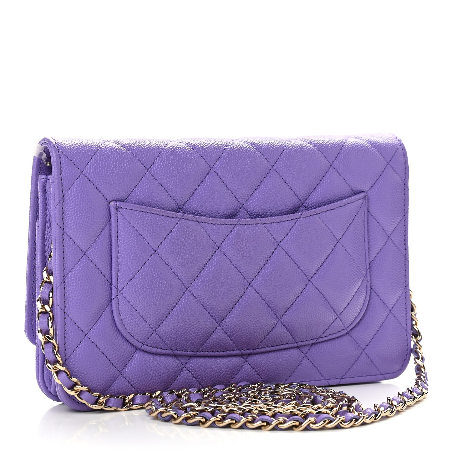 Caviar Quilted Wallet On Chain WOC Purple