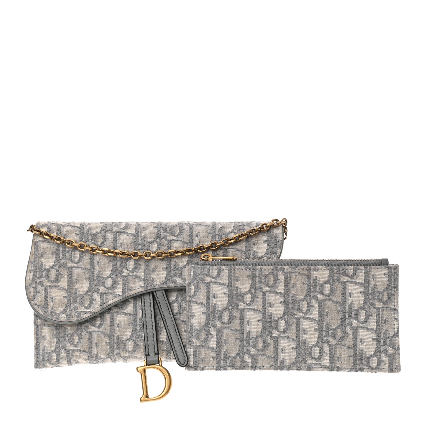 Oblique Saddle Chain Long Wallet Grey