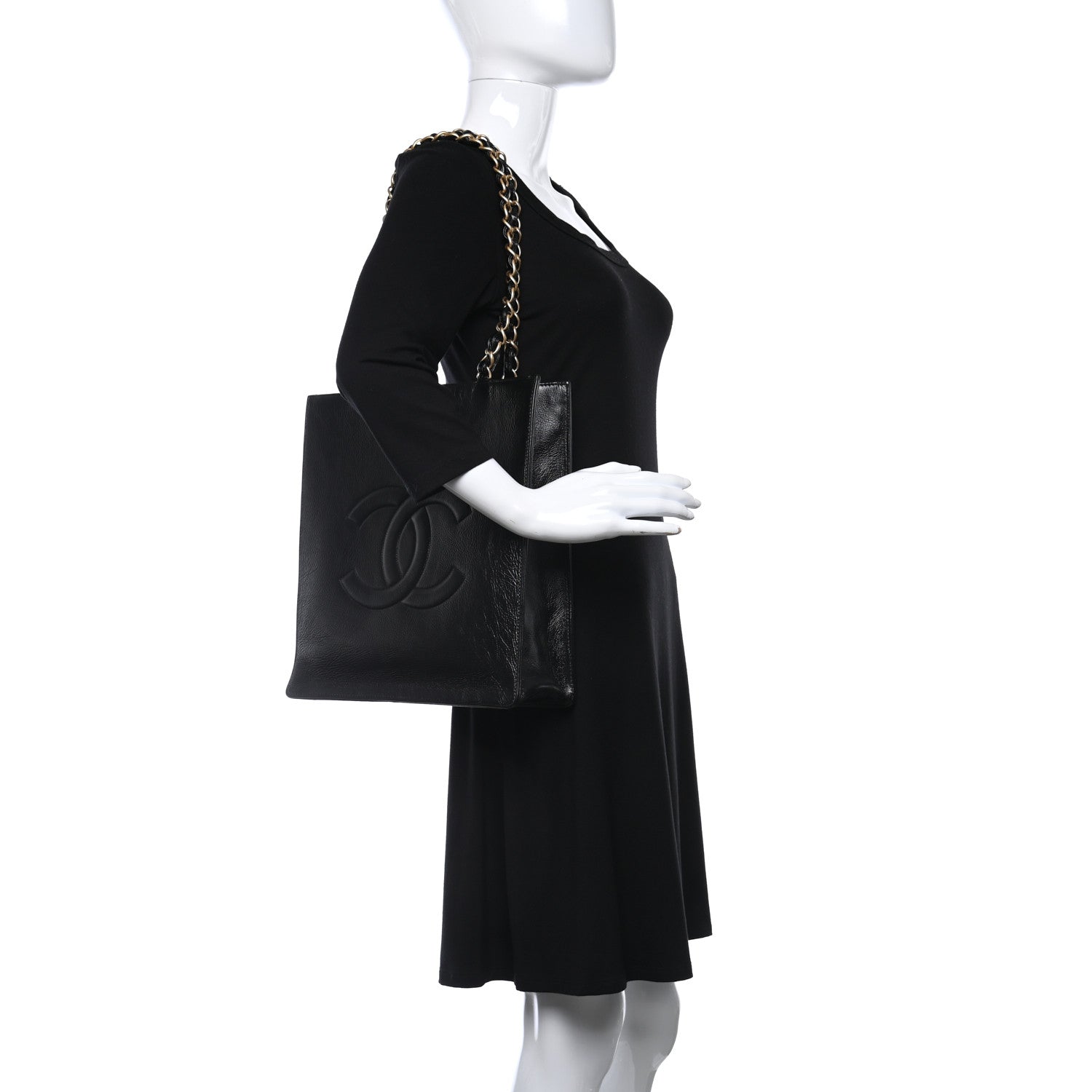 Chanel Shiny Aged Calfskin North South Shopping Bag Black 2 of 10