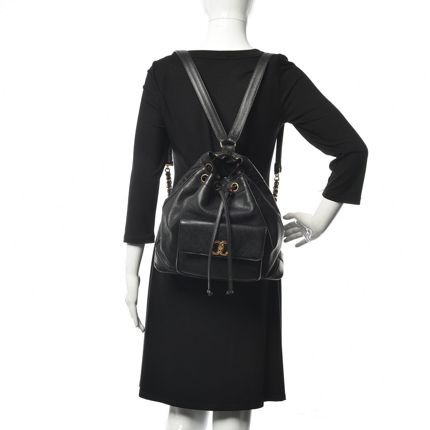 Chanel Caviar Drawstring Backpack Bag Black 2 of 10