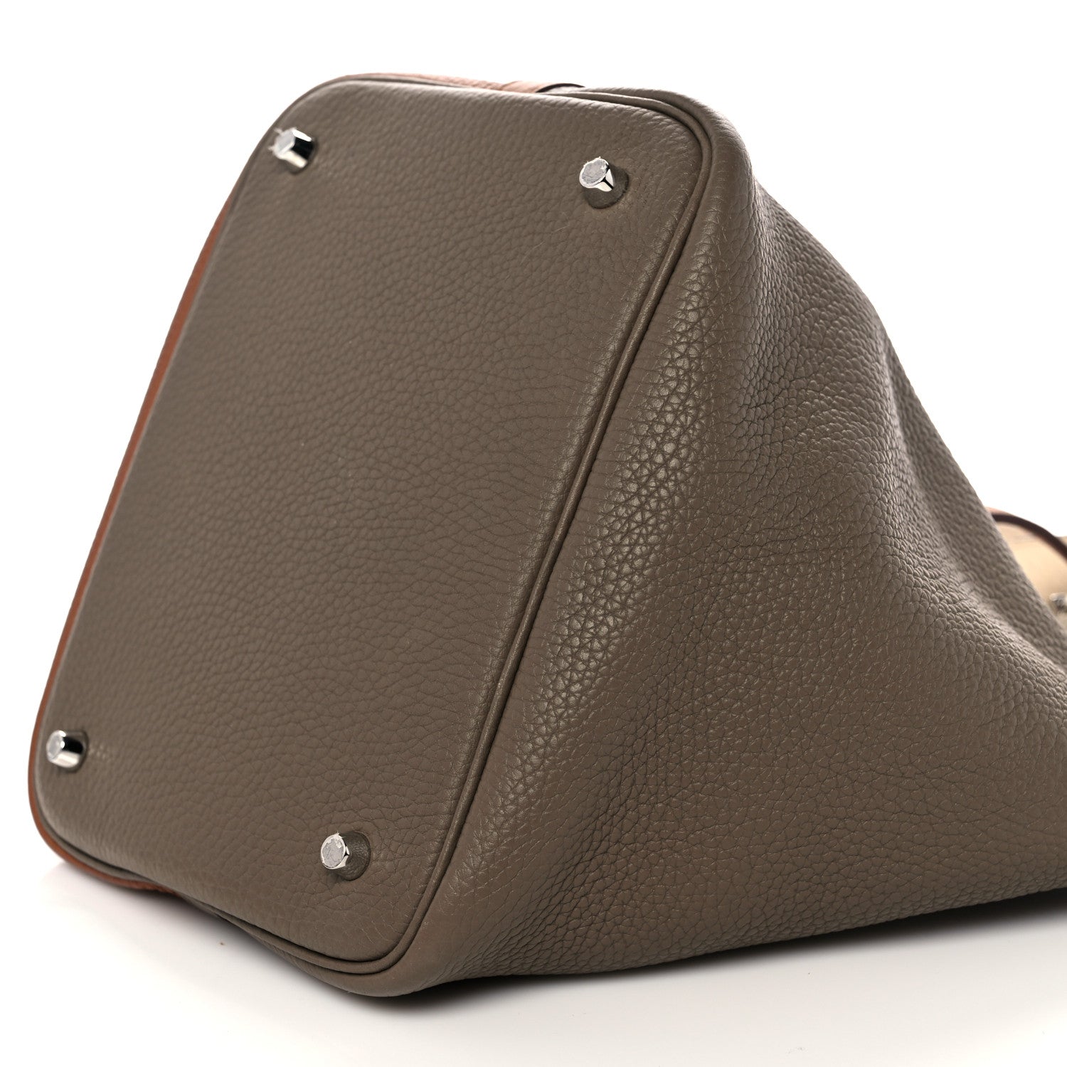 Hermes Taurillon Clemence Casaque Picotin Lock 22 MM Gold Etoupe Nata 9 of 11