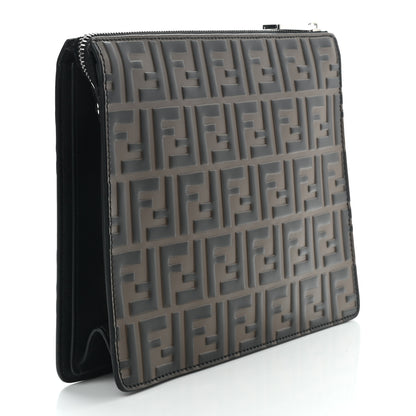Fendi Vitello Grace F is Fendi Bi-Color FF 1974 Embossed Zip Pouch Maya Black 3 of 7