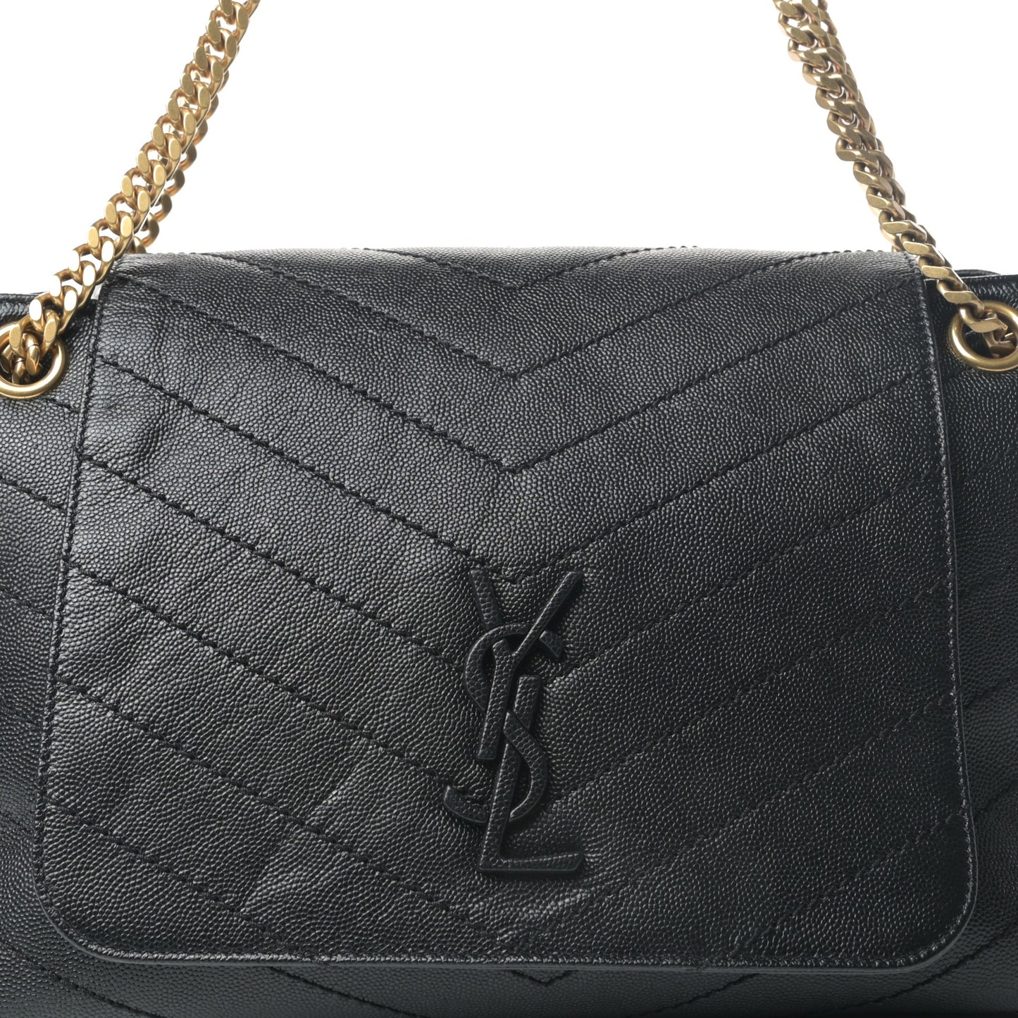 Grain De Poudre Chevron Monogram Medium Nolita Black