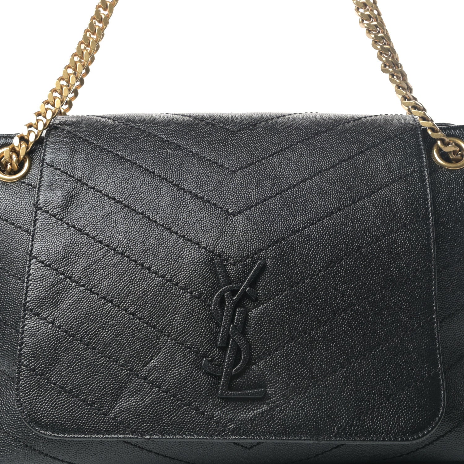 Saint Laurent Grain De Poudre Chevron Monogram Medium Nolita Black 8 of 10