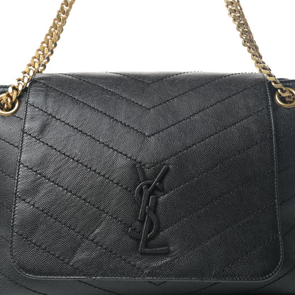 Saint Laurent Grain De Poudre Chevron Monogram Medium Nolita Black 8 of 10