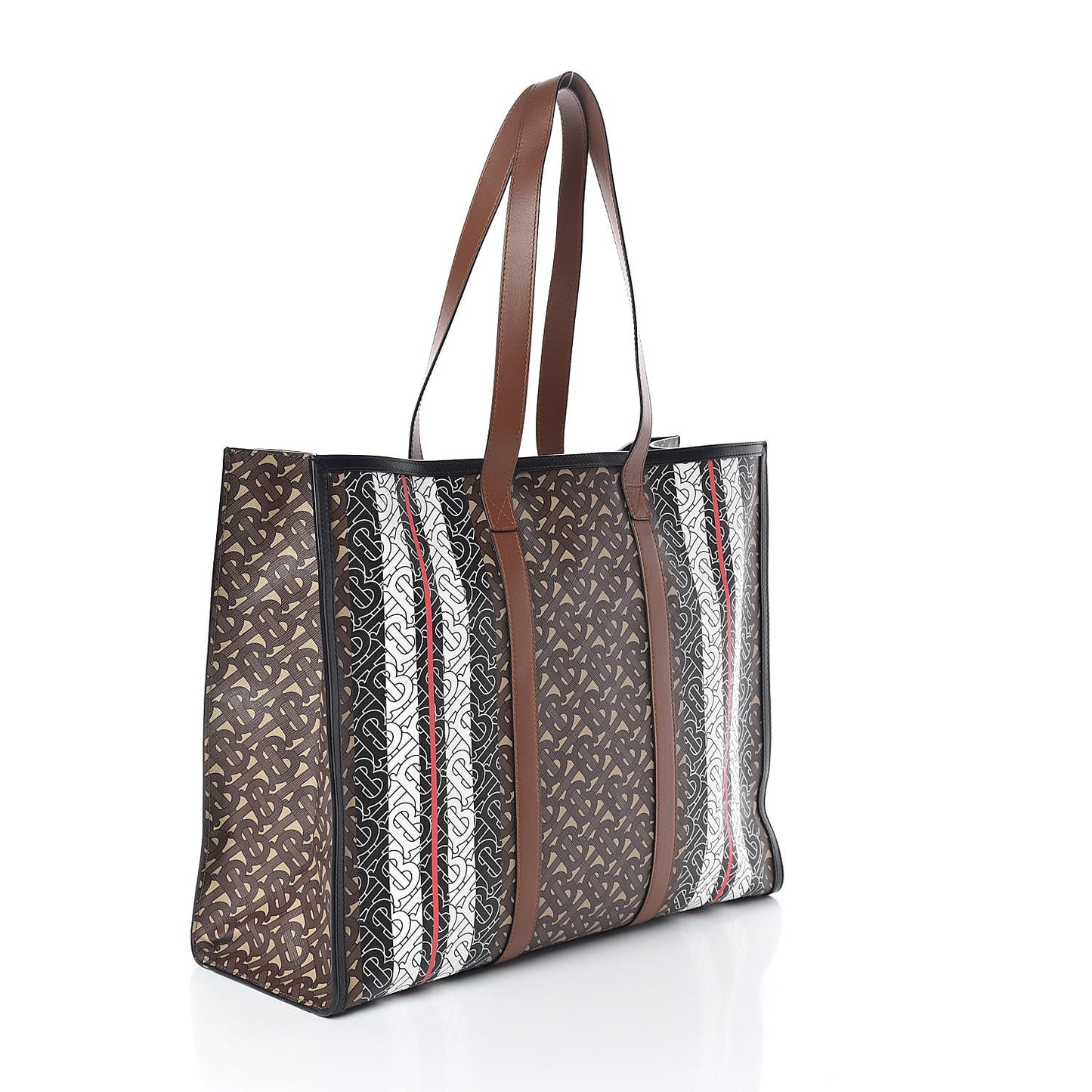 E-Canvas Monogram Stripe Book Tote Bridle Brown