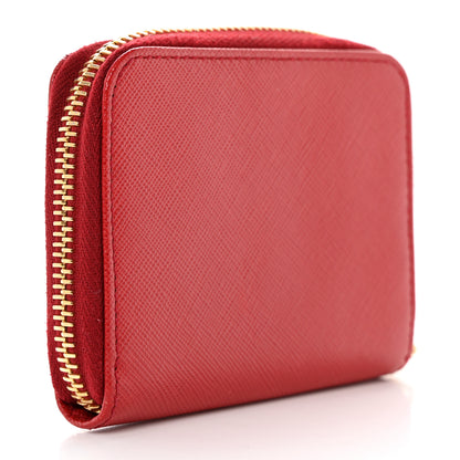 Prada Saffiano Metal Zip Coin Purse Fuoco 3 of 8