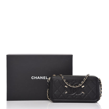 Chanel Caviar Quilted CC Filigree Clutch With Chain Black 12 of 12