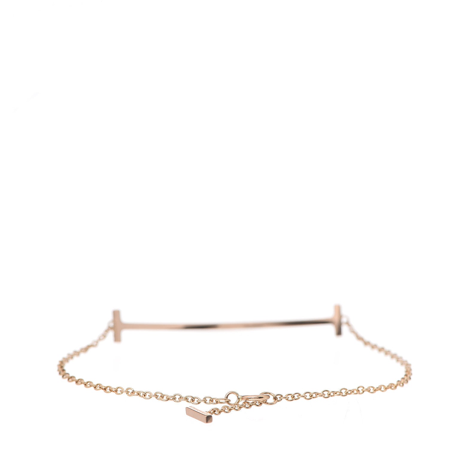 Tiffany 18K Rose Gold Diamond T Smile Bracelet 2 of 4