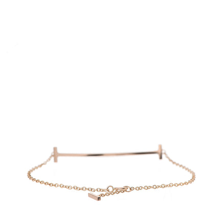Tiffany 18K Rose Gold Diamond T Smile Bracelet 2 of 4