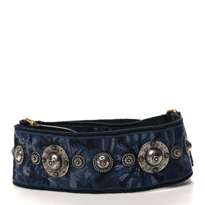Christian Dior CHRISTIAN DIOR Canvas Embroidered Studded KaleiDiorscopic Adjustable Shoulder Strap Blue 2 of 5