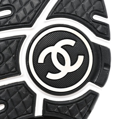 Chanel Mesh Suede Calfskin Grained Calfskin Womens CC Sneakers 39.5 White Black 6 of 9