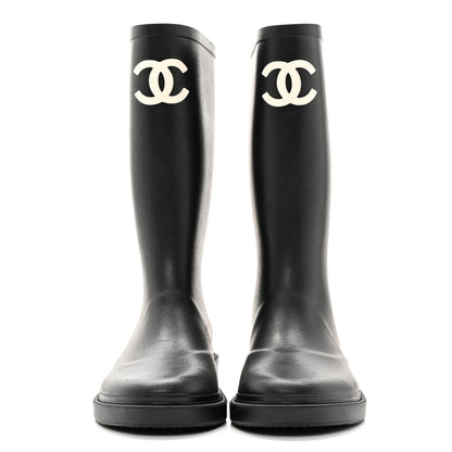 Chanel Caoutchouk CC High Boots 37 Black 2 of 17