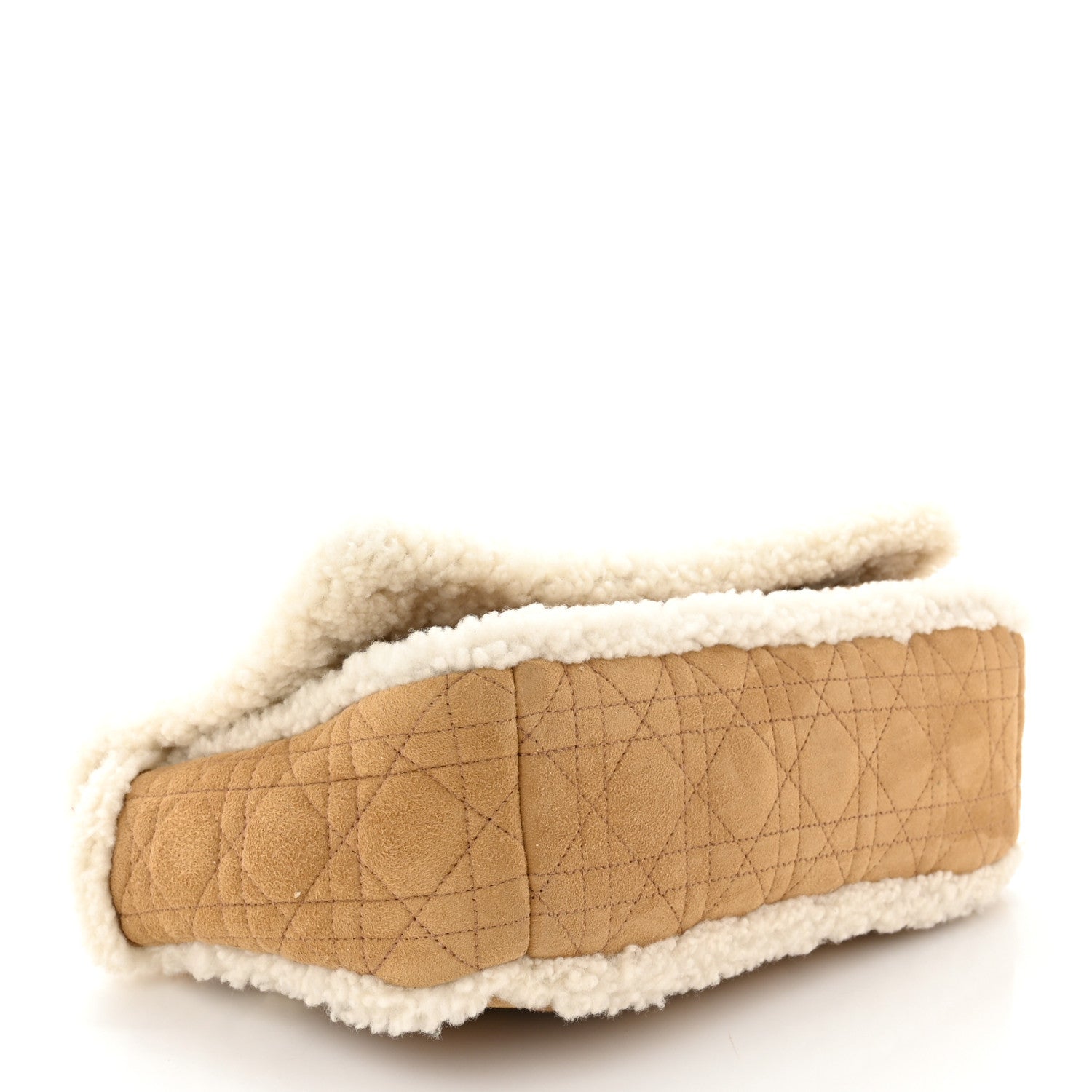 Christian Dior Shearling Cannage Large Caro Bag Camel 4 of 10
