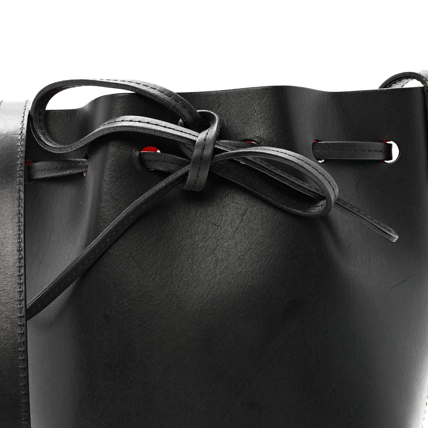 Vegetable Tanned Calfskin Mini Mini Bucket Bag Black Flamma