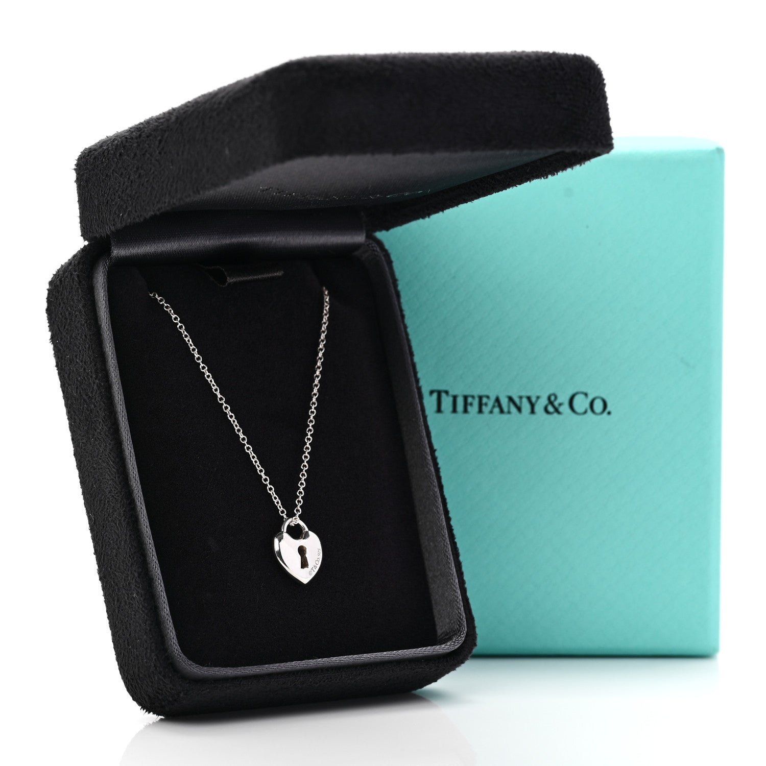 Tiffany Sterling Silver Heart Lock Pendant Link Necklace 6 of 6