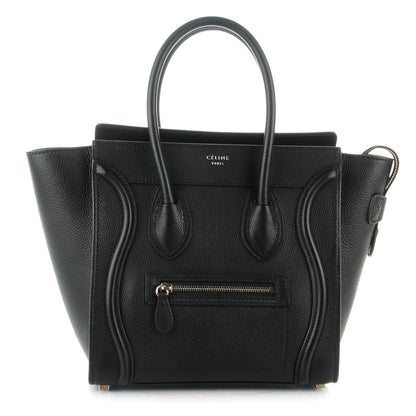 Celine Drummed Calfskin Micro Luggage Black 1 of 8