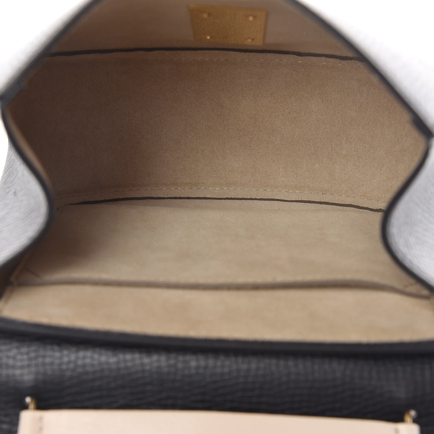 Chloe Grained Calfskin Lambskin Mini Bi-Color Drew Shoulder Bag Black Powder Beige 5 of 10