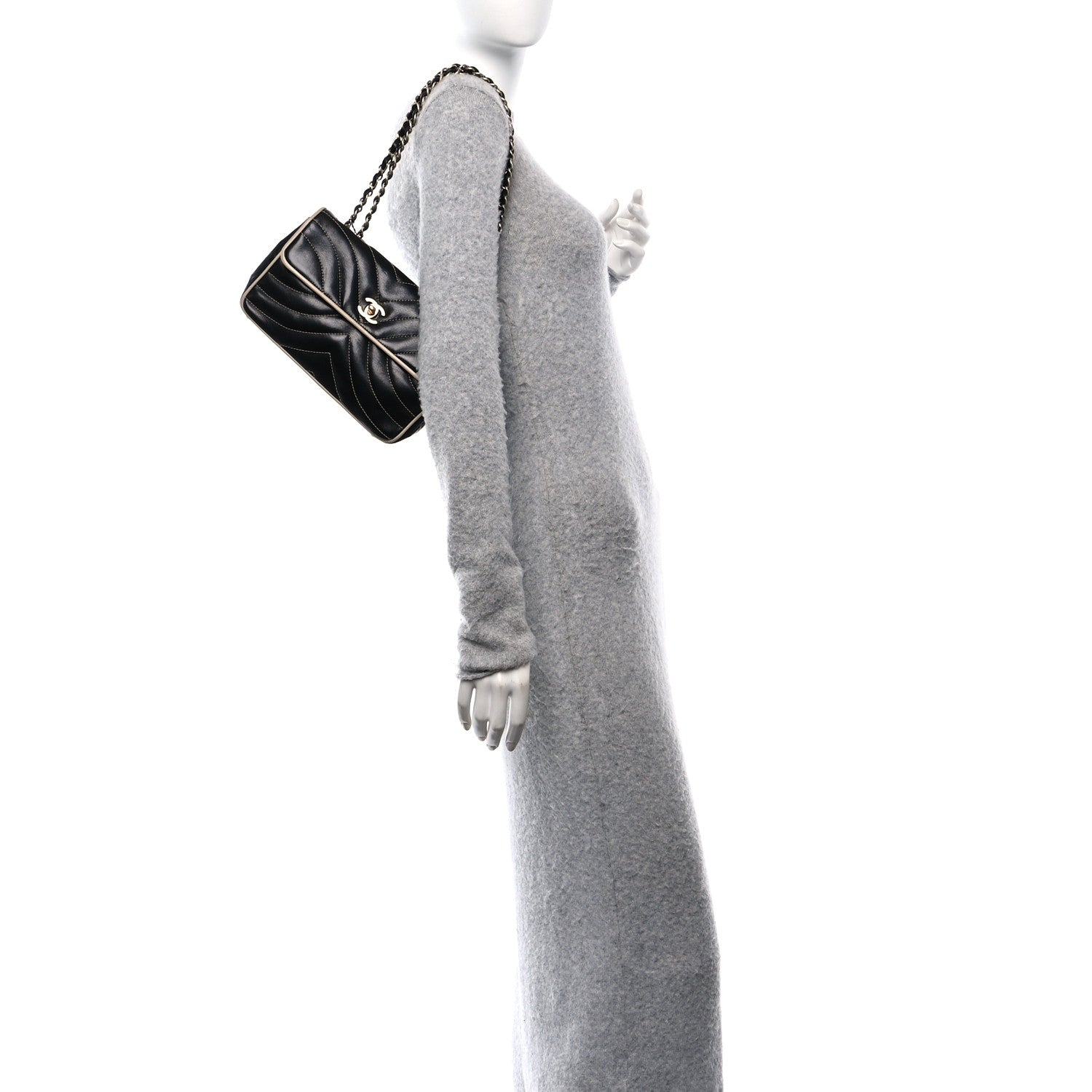 Chanel Lambskin Quilted Single Flap Bag Black Beige 2 of 11